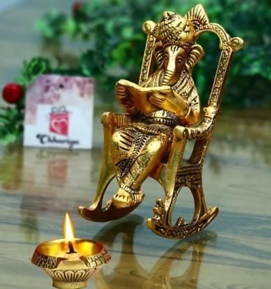 ✨ Golden Ganesha on a Rocking Chair ✨