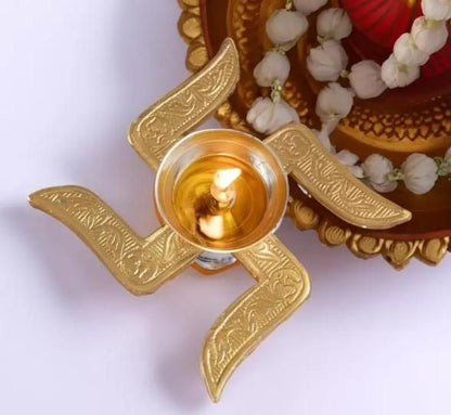 ✨ Om & Swastik Brass Diya 🪔