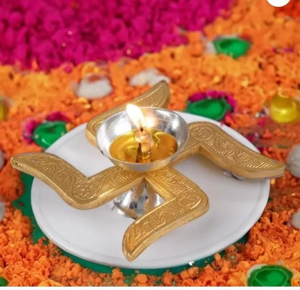 ✨ Om & Swastik Brass Diya 🪔