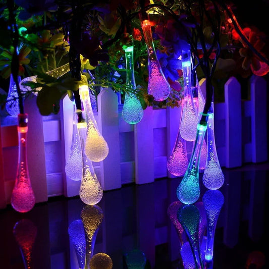 💧 Solar Raindrop String Lights – Eco & Dazzling!